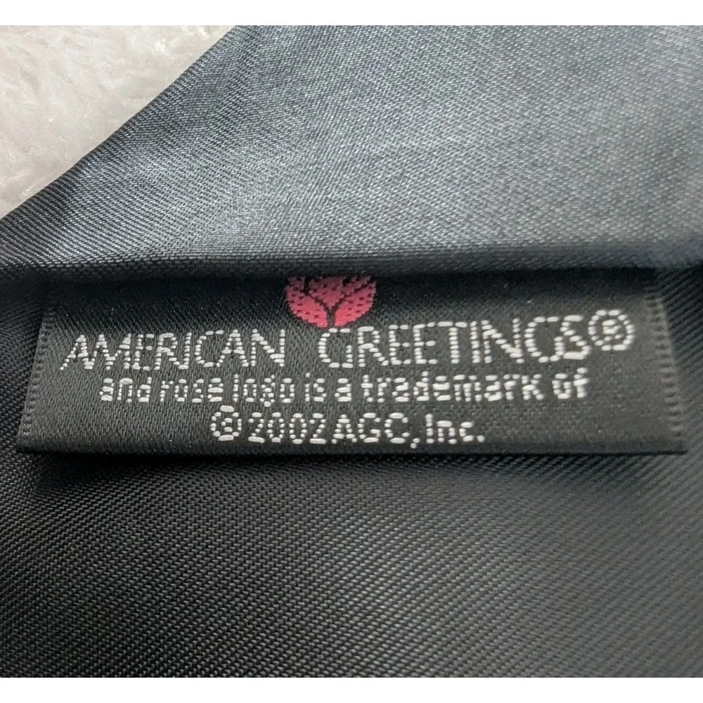 Vtg American Greetings Necktie Black Snowman Holiday Silk Mens OS